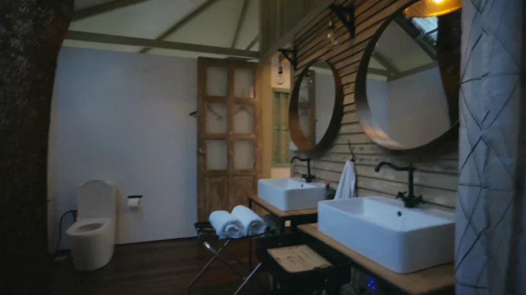 Ficus Treehouse en-suite bathroom with twin basins