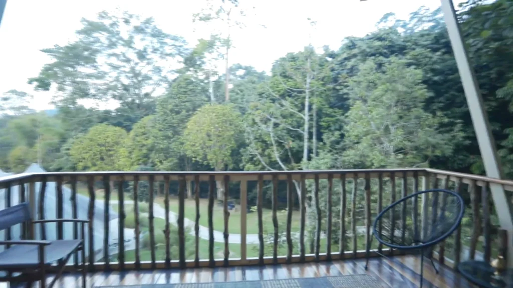 Private deck of the Ficus Treehouse overlooking the Janda Baik rainforest